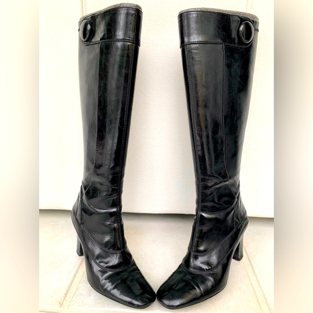 Black leather boots